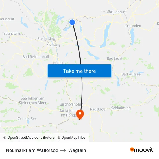 Neumarkt am Wallersee to Wagrain map