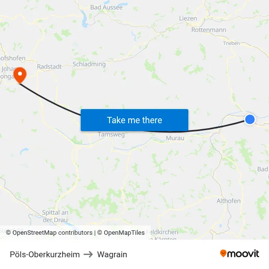 Pöls-Oberkurzheim to Wagrain map