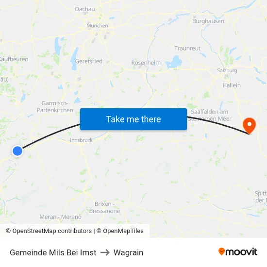 Gemeinde Mils Bei Imst to Wagrain map