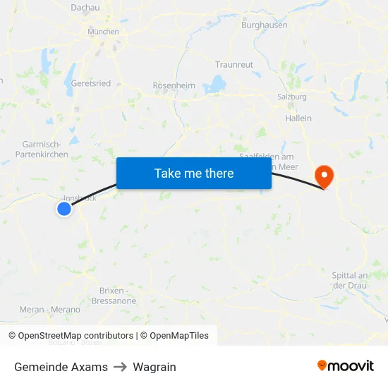 Gemeinde Axams to Wagrain map