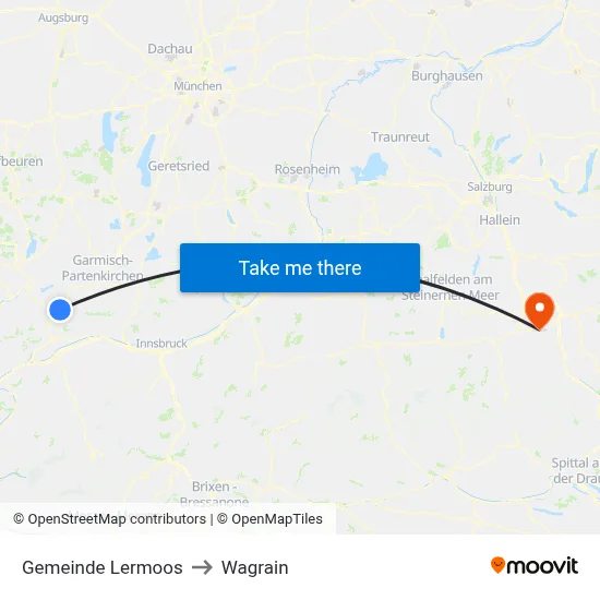 Gemeinde Lermoos to Wagrain map
