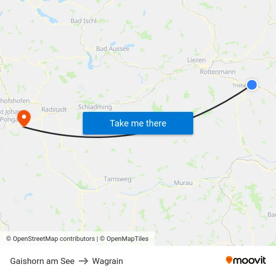 Gaishorn am See to Wagrain map