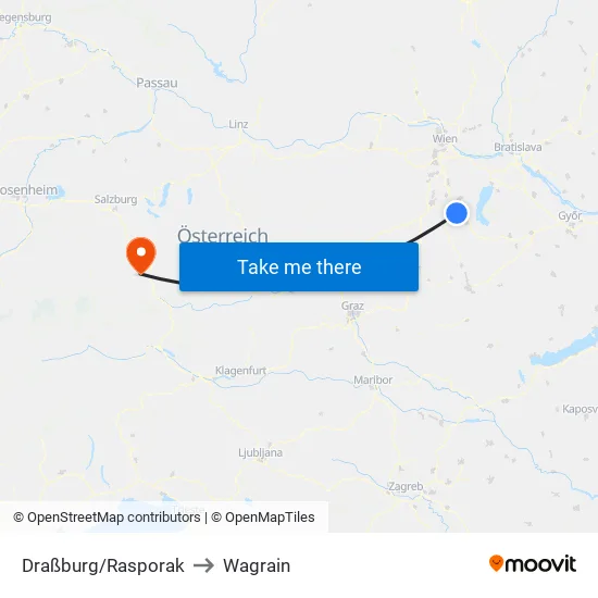Draßburg/Rasporak to Wagrain map