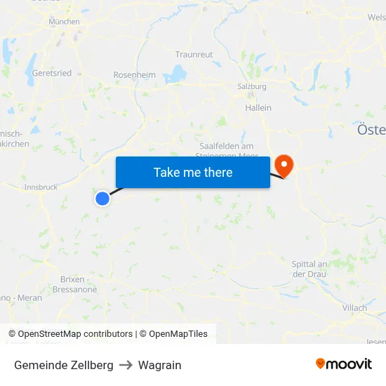 Gemeinde Zellberg to Wagrain map