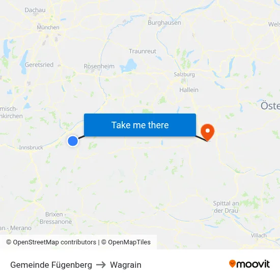 Gemeinde Fügenberg to Wagrain map