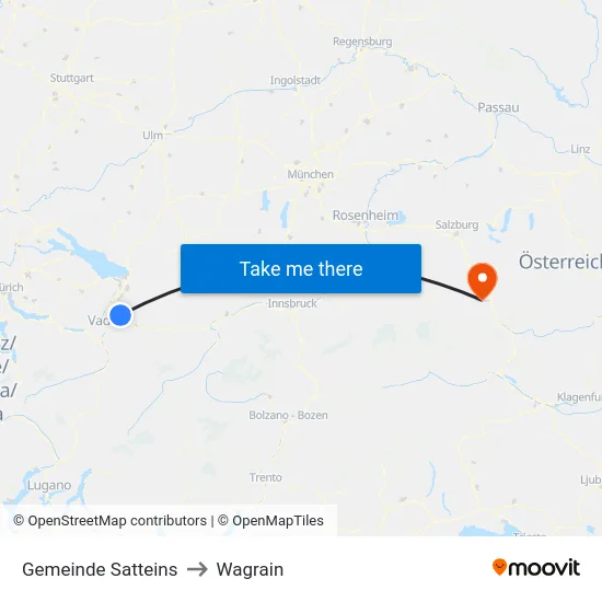 Gemeinde Satteins to Wagrain map