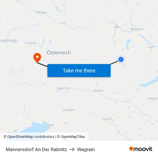 Mannersdorf An Der Rabnitz to Wagrain map