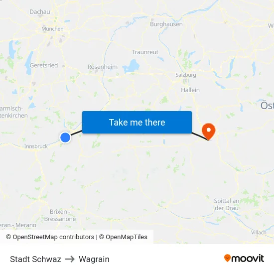 Stadt Schwaz to Wagrain map