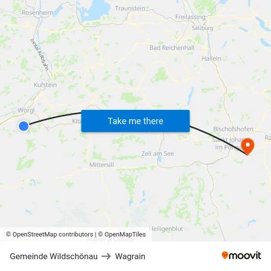 Gemeinde Wildschönau to Wagrain map