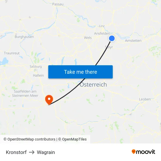 Kronstorf to Wagrain map