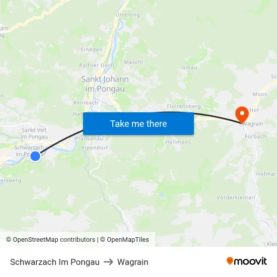 Schwarzach Im Pongau to Wagrain map