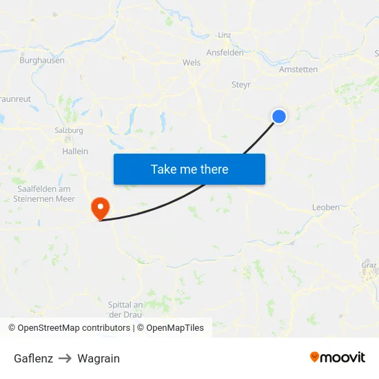 Gaflenz to Wagrain map