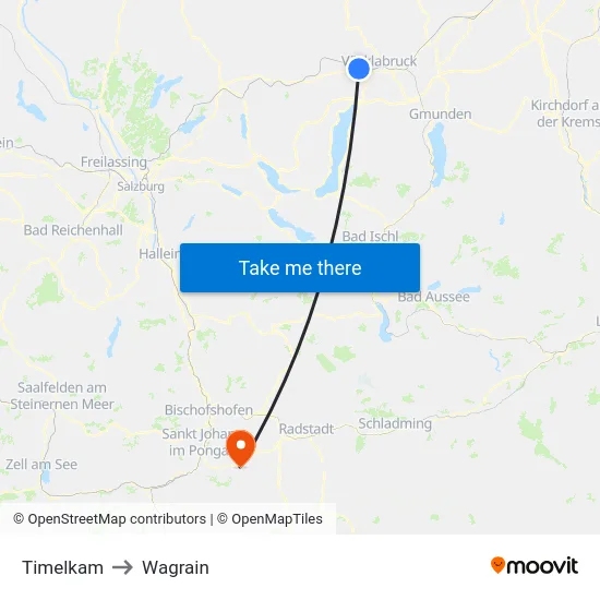 Timelkam to Wagrain map