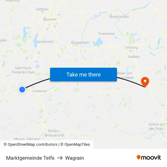 Marktgemeinde Telfs to Wagrain map