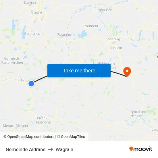 Gemeinde Aldrans to Wagrain map