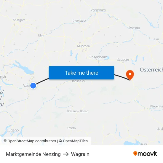 Marktgemeinde Nenzing to Wagrain map
