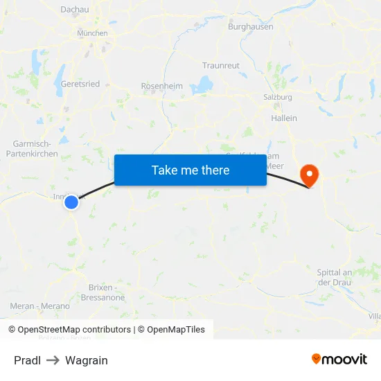 Pradl to Wagrain map