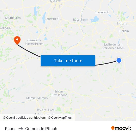 Rauris to Gemeinde Pflach map