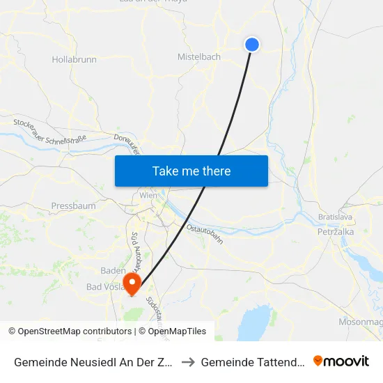 Gemeinde Neusiedl An Der Zaya to Gemeinde Tattendorf map