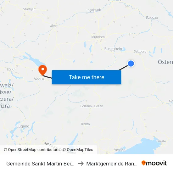 Gemeinde Sankt Martin Bei Lofer to Marktgemeinde Rankweil map