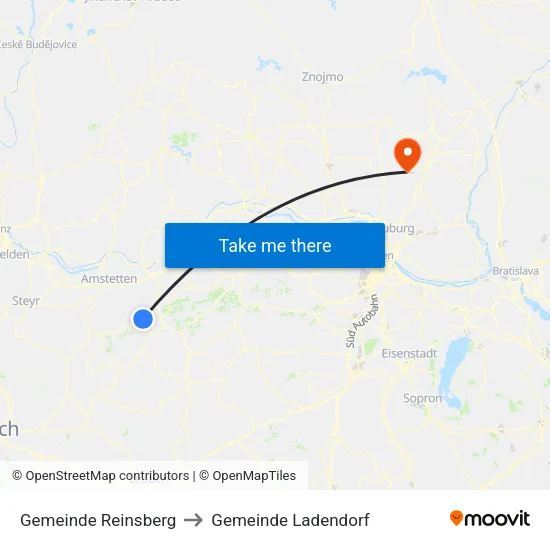 Gemeinde Reinsberg to Gemeinde Ladendorf map