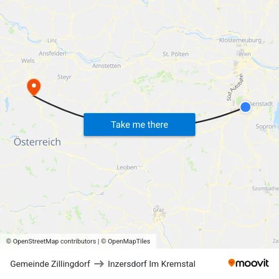 Gemeinde Zillingdorf to Inzersdorf Im Kremstal map