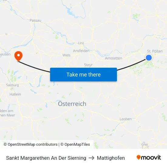 Sankt Margarethen An Der Sierning to Mattighofen map