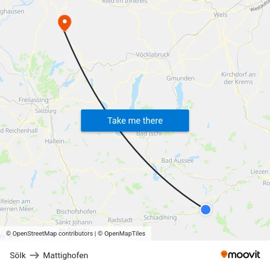 Sölk to Mattighofen map