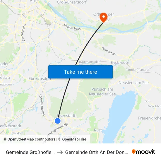 Gemeinde Großhöflein to Gemeinde Orth An Der Donau map