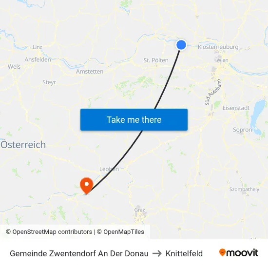 Gemeinde Zwentendorf An Der Donau to Knittelfeld map