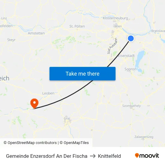 Gemeinde Enzersdorf An Der Fischa to Knittelfeld map