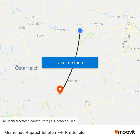 Gemeinde Ruprechtshofen to Knittelfeld map