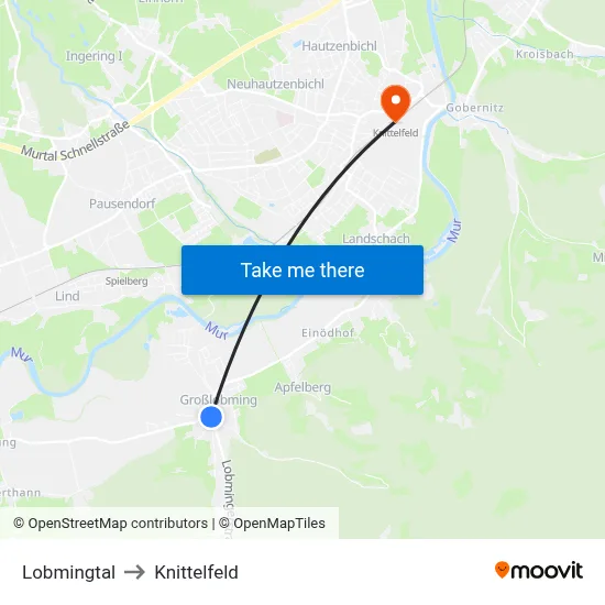 Lobmingtal to Knittelfeld map