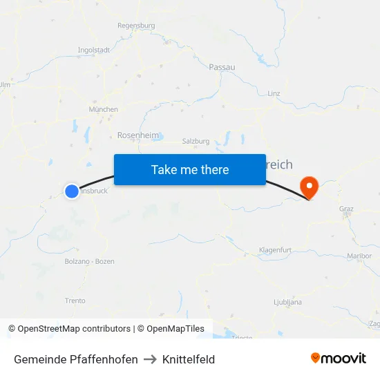 Gemeinde Pfaffenhofen to Knittelfeld map