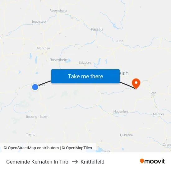 Gemeinde Kematen In Tirol to Knittelfeld map