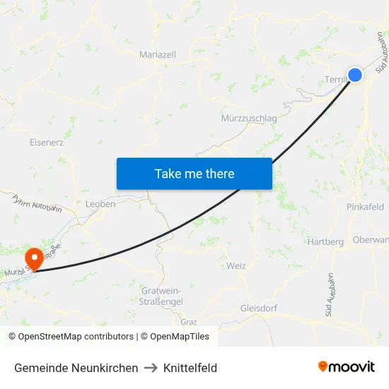 Gemeinde Neunkirchen to Knittelfeld map