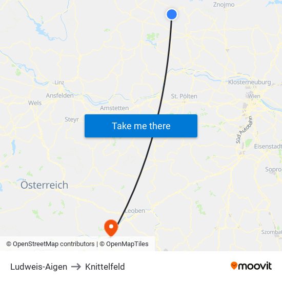 Ludweis-Aigen to Knittelfeld map