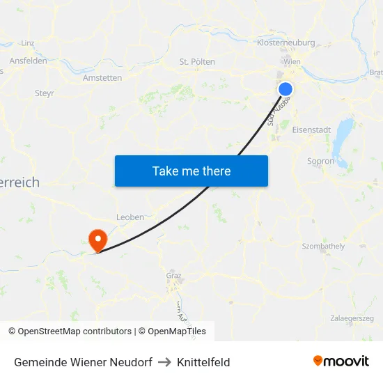 Gemeinde Wiener Neudorf to Knittelfeld map
