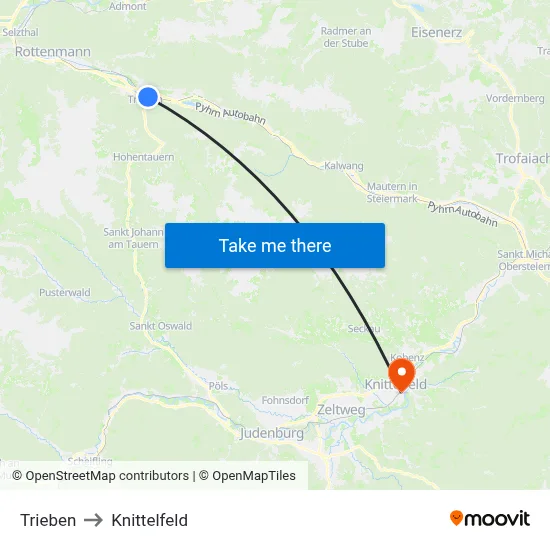 Trieben to Knittelfeld map