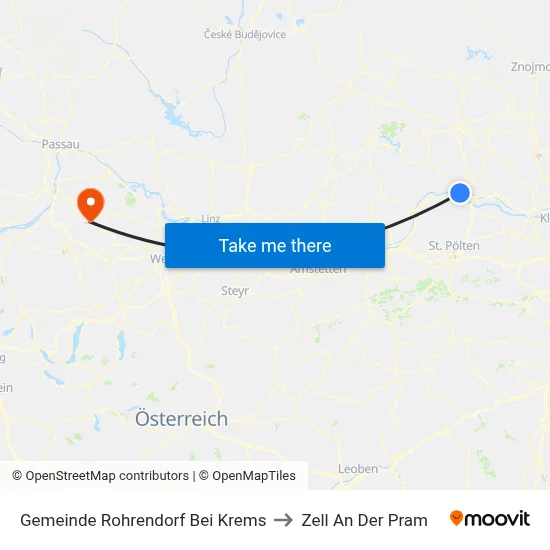 Gemeinde Rohrendorf Bei Krems to Zell An Der Pram map