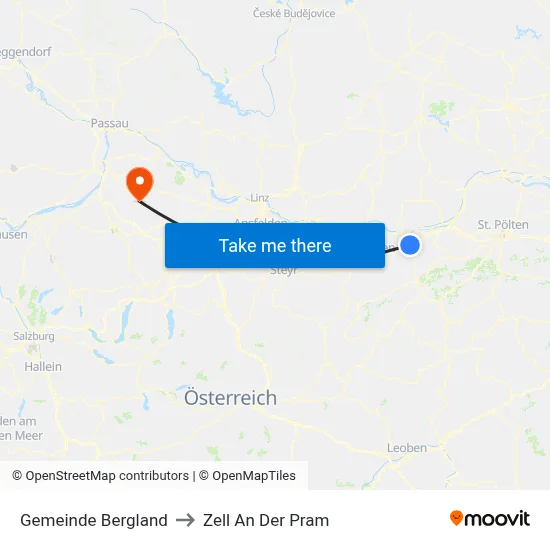 Gemeinde Bergland to Zell An Der Pram map