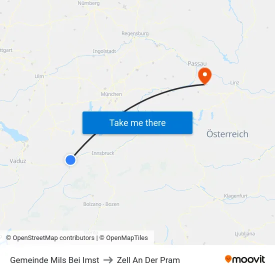 Gemeinde Mils Bei Imst to Zell An Der Pram map