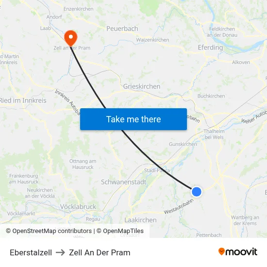 Eberstalzell to Zell An Der Pram map