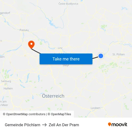 Gemeinde Pöchlarn to Zell An Der Pram map