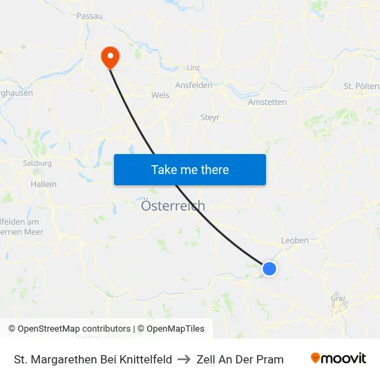 St. Margarethen Bei Knittelfeld to Zell An Der Pram map