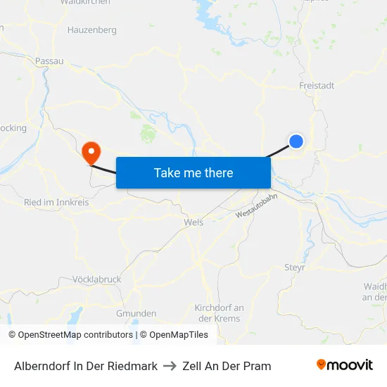 Alberndorf In Der Riedmark to Zell An Der Pram map