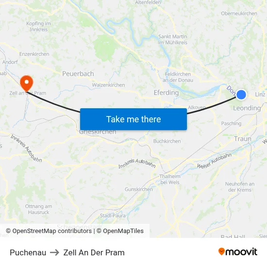 Puchenau to Zell An Der Pram map