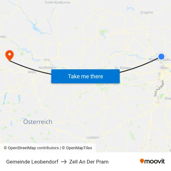 Gemeinde Leobendorf to Zell An Der Pram map