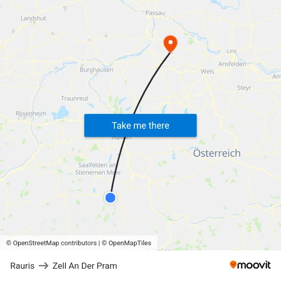 Rauris to Zell An Der Pram map