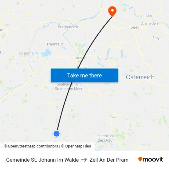 Gemeinde St. Johann Im Walde to Zell An Der Pram map